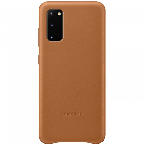 Чехол для Galaxy S20 накладка (бампер) Samsung Leather Cover коричневый
