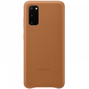 Чехол для Galaxy S20 накладка (бампер) Samsung Leather Cover коричневый - фото