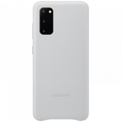Чехол для Galaxy S20 накладка (бампер) Samsung Leather Cover серебристый - фото