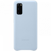 Чехол для Galaxy S20 накладка (бампер) Samsung Leather Cover небесно-голубой - фото