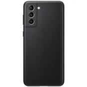 Чехол для Galaxy S21+ накладка (бампер) Samsung Leather Cover черный - фото
