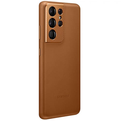 Чехол для Galaxy S21 Ultra накладка (бампер) Samsung Leather Cover коричневый