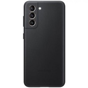 Чехол для Galaxy S21 накладка (бампер) Samsung Leather Cover черный - фото