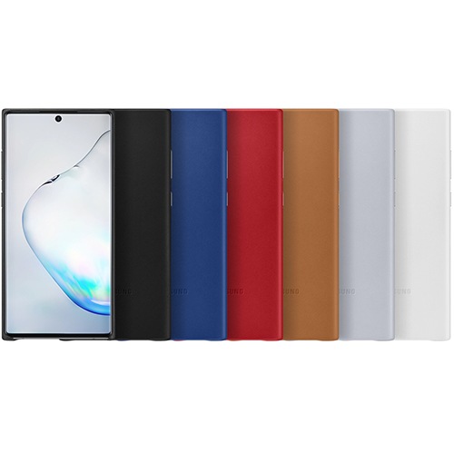 Чехол для Galaxy Note 10+ накладка (бампер) Samsung Leather Cover серый 