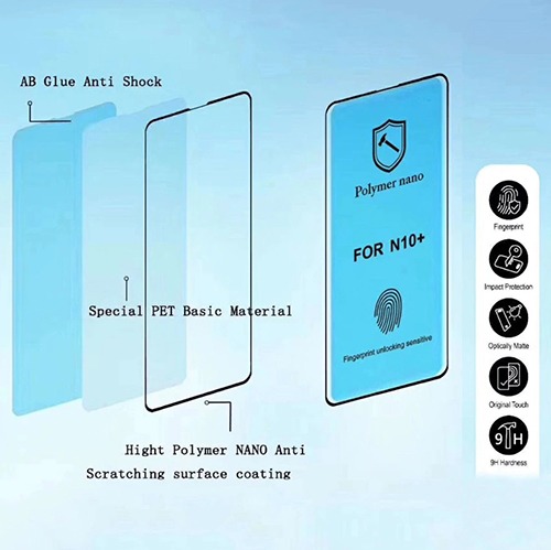 Бронированная трехслойная защитная пленка 10D для Samsung Galaxy Note 10+ Polymer nano
