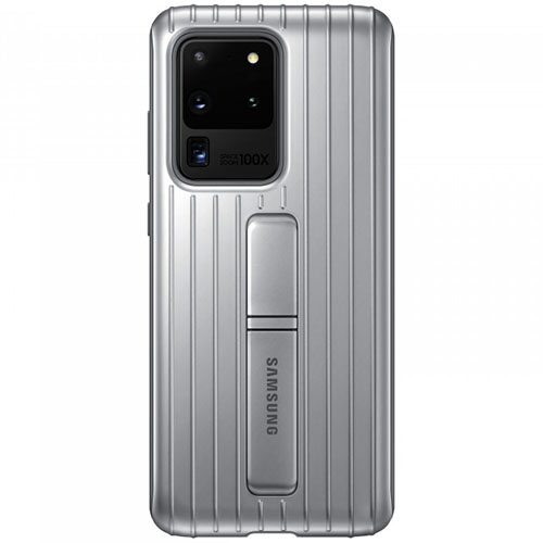 Чехол для Galaxy S20 Ultra накладка (бампер) Samsung Protective Standing Cover серебристый 