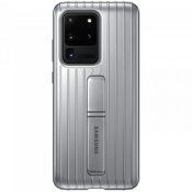 Чехол для Galaxy S20 Ultra накладка (бампер) Samsung Protective Standing Cover серебристый  - фото