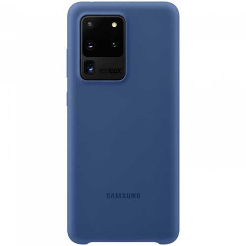 Чехол для Galaxy S20 Ultra накладка (бампер) Samsung Silicone Cover темно-синий