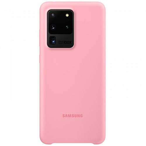 Чехол для Galaxy S20 Ultra накладка (бампер) Samsung Silicone Cover розовый - фото