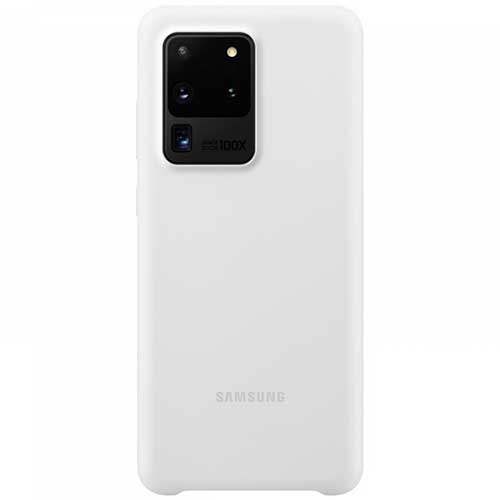 Чехол для Galaxy S20 Ultra накладка (бампер) Samsung Silicone Cover белый