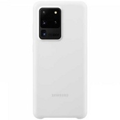 Чехол для Galaxy S20 Ultra накладка (бампер) Samsung Silicone Cover белый - фото