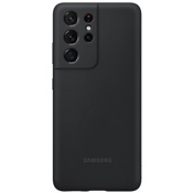 Чехол для Galaxy S21 Ultra накладка (бампер) Samsung Silicone Cover черный - фото