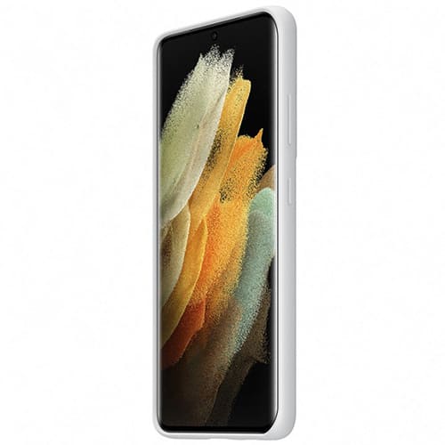 Чехол для Galaxy S21 Ultra накладка (бампер) Samsung Silicone Cover светло-серый