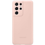 Чехол для Galaxy S21 Ultra накладка (бампер) Samsung Silicone Cover розовый - фото