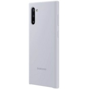Чехол для Galaxy Note 10 накладка (бампер) Samsung Silicone Cover серебристый - фото