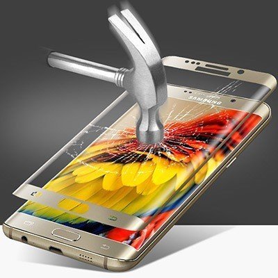Защитное стекло Tempered Glass 3D на экран для Samsung Galaxy S7 edge противоударное золотое