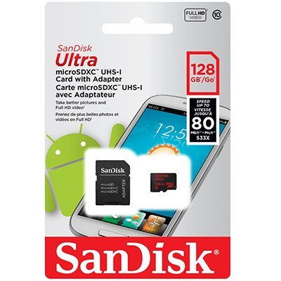 Карта памяти SanDisk Ultra microSDXC UHS-I 128GB Class 10 скорость 533X 80 MB/s + SD адаптер 
