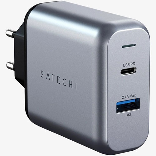 Зарядное устройство Satechi 30W Dual-Port Travel Charger Европейская версия (Серебристый)