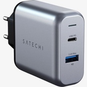 Зарядное устройство Satechi 30W Dual-Port Travel Charger Европейская версия (Серебристый) - фото