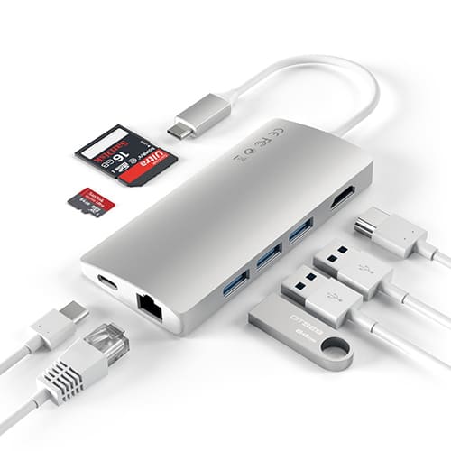 Мультипереходник Satechi USB Portable Aluminum Multi- adapter V2 (ST-TCMA2S) Серебристый - фото3