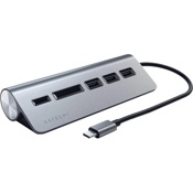 Мультипереходник Satechi Aluminum Type-C - USB 3.0 Hub & Micro/SD Card Reader (ST-TCHCRM) Серый - фото