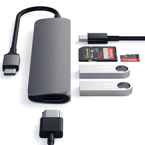 USB-хаб Satechi Type-C Slim Multiport Adapter V2 ST-SCMA2M (Темно-серый)