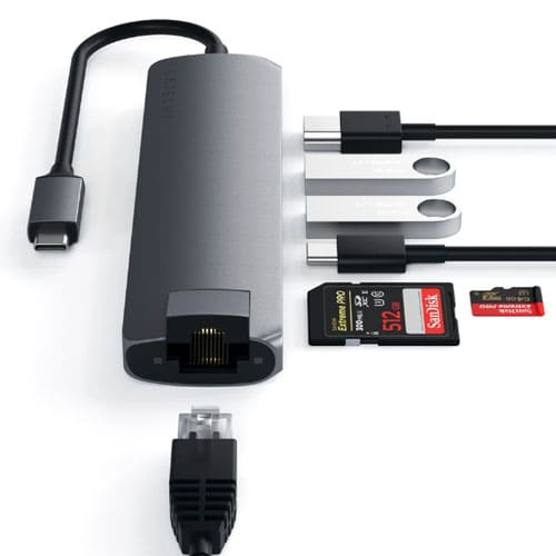Мультипереходник Satechi Type-C Slim Multi-Port Ethernet Adapter (ST-UCSMA3M) Серый