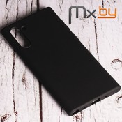 Чехол для Samsung Galaxy Note 10 накладка (бампер) силиконовый черный матовый  - фото
