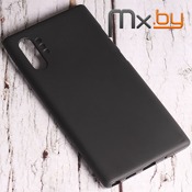 Чехол для Samsung Galaxy Note 10+ накладка (бампер) силиконовый черный матовый - фото