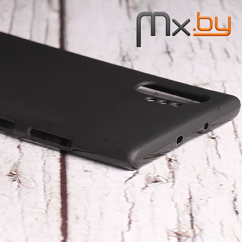 Чехол для Samsung Galaxy Note 10+ накладка (бампер) силиконовый черный матовый 