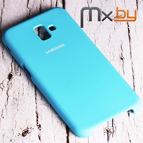 Чехол для Samsung Galaxy J6+ 2018 накладка (бампер) Silicone Cover голубой