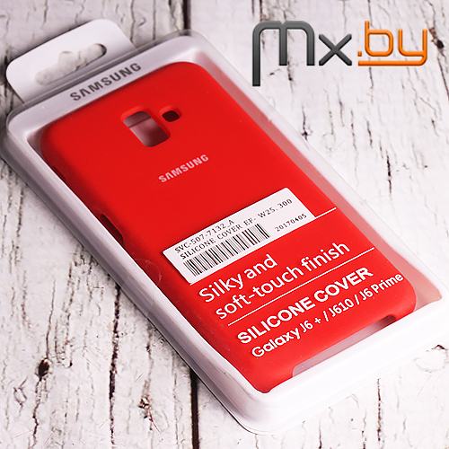 Чехол для Samsung Galaxy J6+ 2018 накладка (бампер) Silicone Cover красный