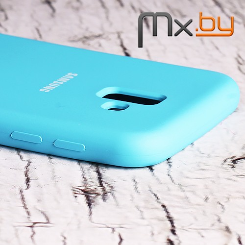 Чехол для Samsung Galaxy J6+ 2018 накладка (бампер) Silicone Cover голубой