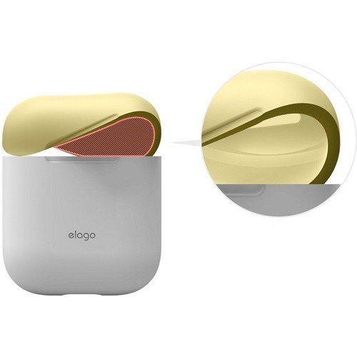 Чехол Elago Silicone Duo Case для AirPods с двумя сменными крышками (Белый с желтым и розовым)