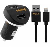 Автомобильное зарядное устройство для Appie - Unplug Car Charger на 2 USB + кабель Lightning - фото