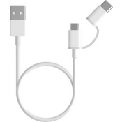 USB кабель Xiaomi 2 в 1 Type-C + MicroUSB для зарядки и синхронизации, длина 1,0 м (Белый) - фото