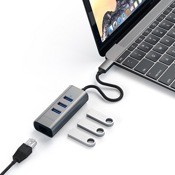 USB-хаб Satechi Aluminum Type-C 2-in-1 (Темно-серый) ST-TC2N1USB31AS - фото