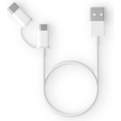 USB кабель Xiaomi ZMI 2 в 1 Type-C + MicroUSB для зарядки и синхронизации, длина 30 см (Белый) - фото