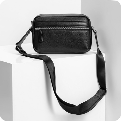 Мужская кожаная сумка VLLICON Light Leather Messenger Bag (Черная)