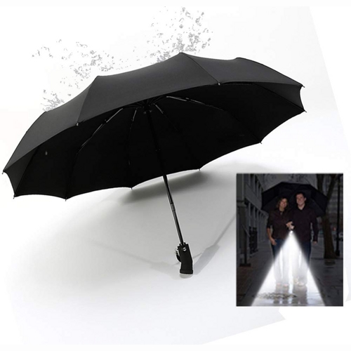 Зонт Xiaomi 90 Points со светодиодным фонариком Auto Umbrella With LED (Черный) - фото4