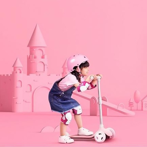 Детский самокат кикборд Xiaomi Rice Rabbit Scooter (Розовый) - фото5