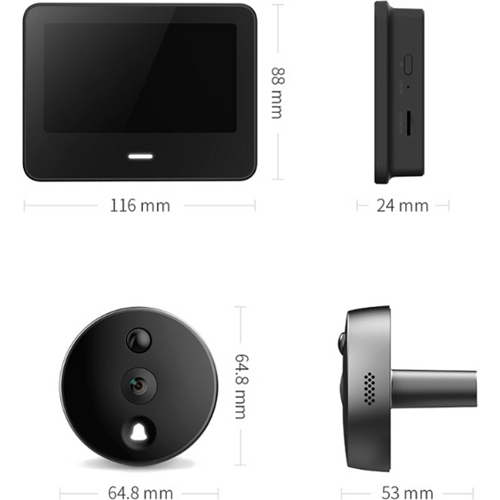Дверной видеоглазок Xiaomo MCE10 Smart Cat Eye (Черный)