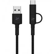 USB кабель Xiaomi ZMI AL403 USB - Type-C / microUSB длина 1 метр (черный) - фото